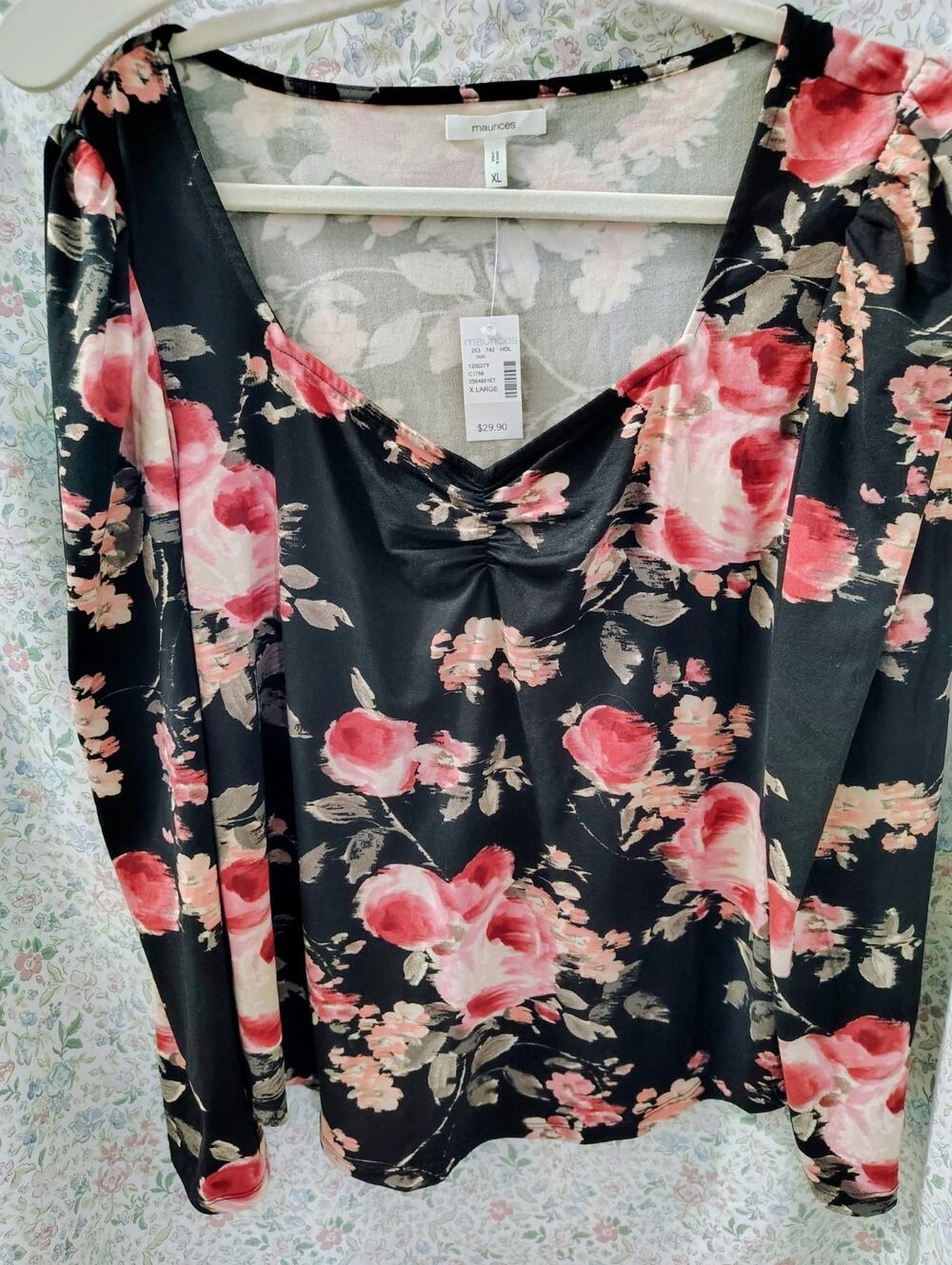 Maurices NWT Black Floral Top